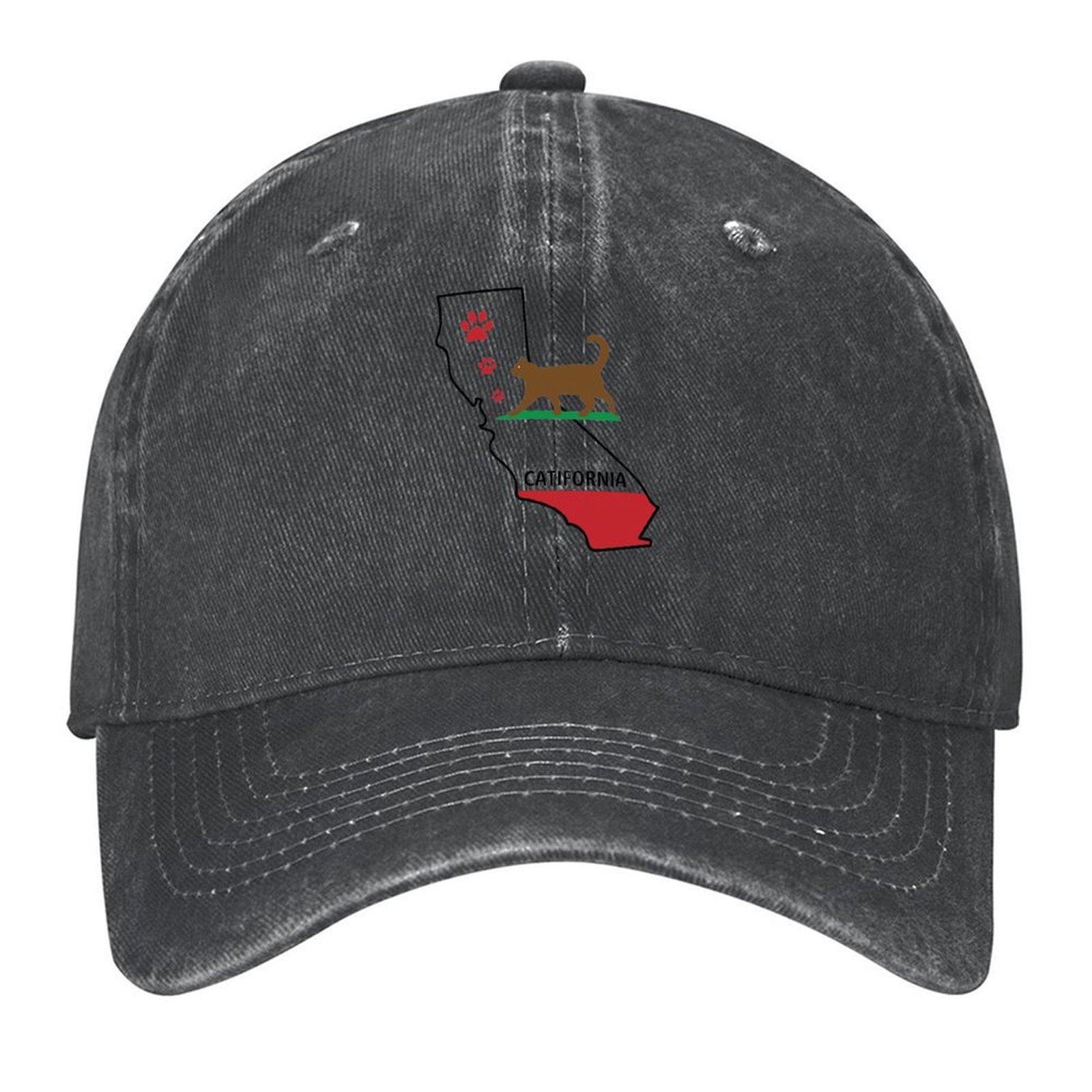 Golf Cap Dad - California Catifornia State Map Cat Paw