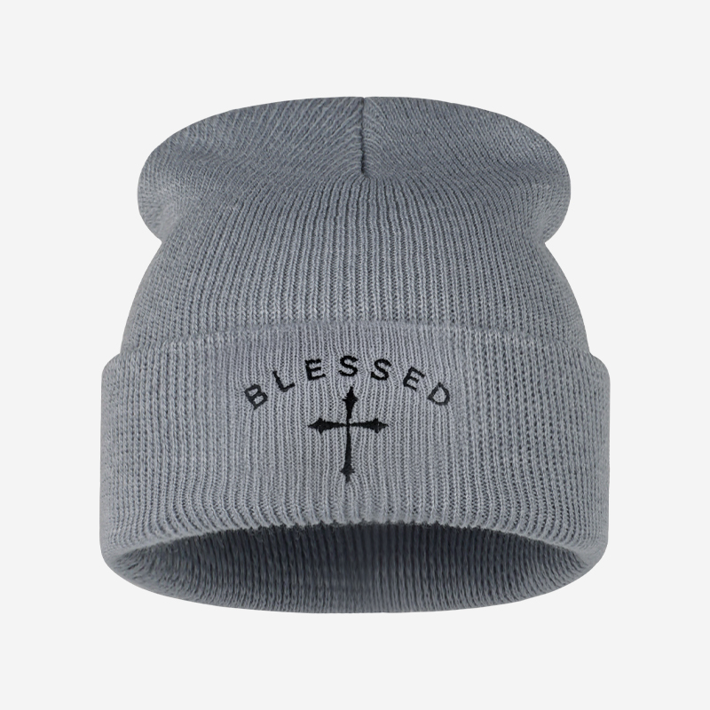 Blessed Cross Embroidered Bean - đánh giá và giá Beanie Cuffed Knit